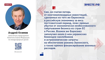 Санкции против РФ приносят ЕС проблемы «по всем фронтам», считает сенатор Климов