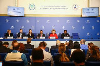 Пресс-конференция по итогам 137-ой ассамблеи Межпарламентского союза. Запись трансляции 18 октября 2017 года