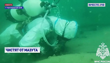 В Краснодарском крае продолжаются работы по очистке моря от мазута