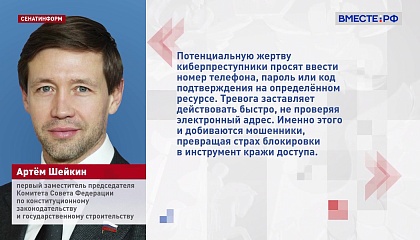 Сенатор Шейкин рассказал о новой схеме мошенников