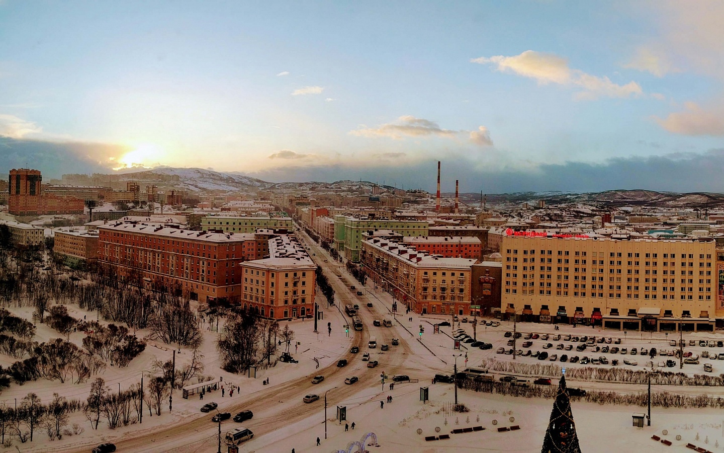 Мурманск зима центр города