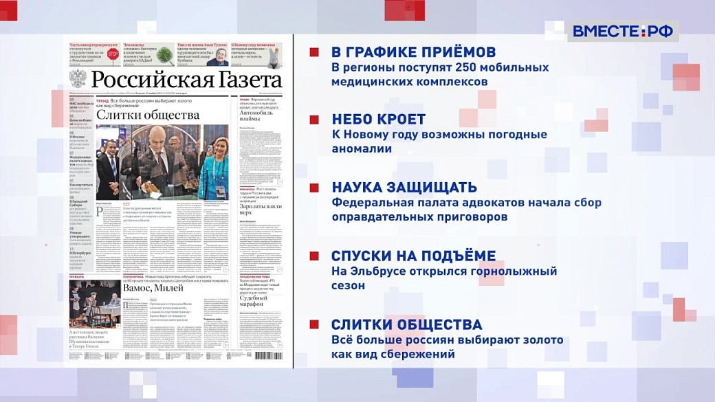 Обзор «Российской газеты». Выпуск 21 ноября 2023 года